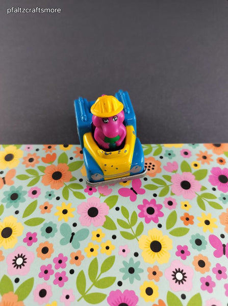 Vintage 1993 Lyons Group Barney the Dinosaur Toy Construction Car Figure Miniature Toy