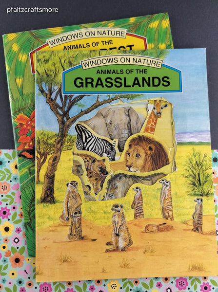 Vintage 1997 Windows on Nature Rainforest + Grasslands Softcover Books Set/2
