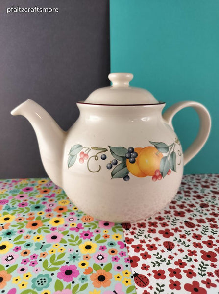 Vintage Corelle Cordinates Teapot w/Lid Abundance Fruits, Like New