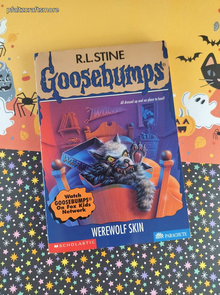 Vintage 1997 1st Printing Parachute Press R.L. Stine Goosebumps #60, Werewolf Skin *w/Mask*