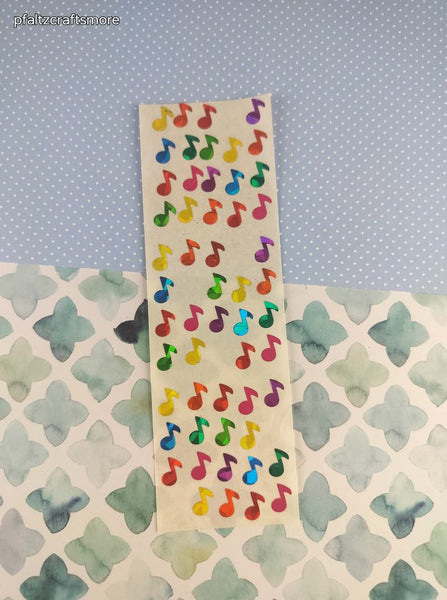 Vintage Sandylion SHINY Rainbow Musical Notes Full Sticker Sheet, Partially Used