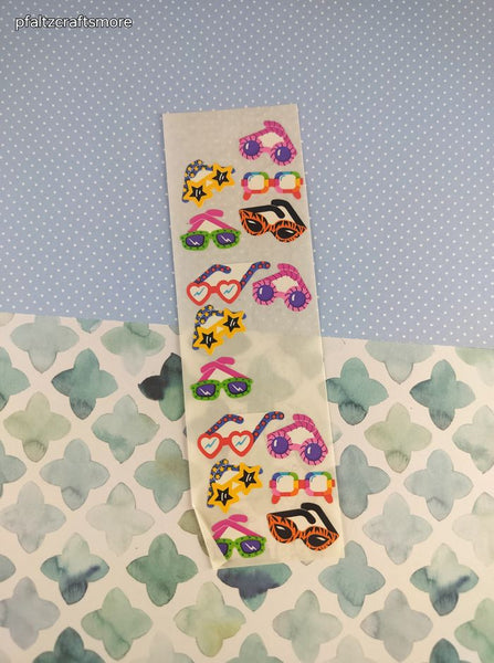 Vintage Sandylion Stickers, Colorful Sunglasses, 1 Sheet Partially Used
