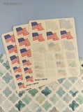Vintage 1989 HQ-502 3M American Flags USA Partial Sticker Sheets Set/3