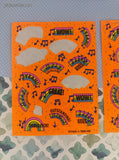 Vintage 1989 HT-855 3M Bright Vibrant Rainbow Neon Orange Partial Sticker Sheets Set/2