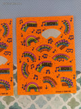Vintage 1989 HT-855 3M Bright Vibrant Rainbow Neon Orange Partial Sticker Sheets Set/2