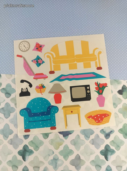 Vintage 1991 Mrs. Grossman's Living Room Full Sticker Sheet, Clean & Unused