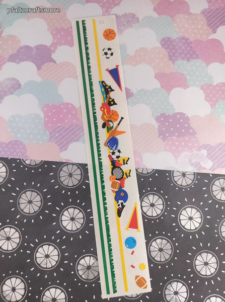 Vintage 1997 Mrs. Grossman's Design Lines Back to School Sports Borders Large Full Sticker Sheet, Unused