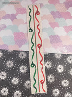 Vintage 1997 Mrs. Grossman's Design Lines Red Green Christmas Ribbons Borders Large Full Sticker Sheet, Unused