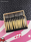 Vintage Japan Stainless Steel "Mini Forks" Set/12, Missing Lid