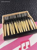 Vintage Japan Stainless Steel "Mini Forks" Set/12, Missing Lid