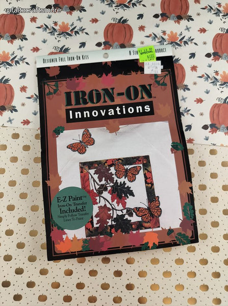 Vintage 1995 Fall Autumn Monarchs & Leaves Iron-On Innovations Applique Kit NEW SEALED