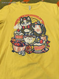 Bella_Canvas Men's Unisex Yellow Rainbow Kitty Cat Graphic Tee Medium, Like New