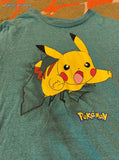 Pokemon Men's Unisex Pikachu Teal Green Graphic Tee Large
