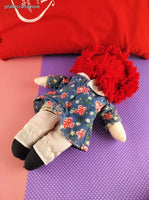 Vintage Raggedy Ann Set/Plush Dolls w/Dresses, Apron, Heart-Shaped Zippered Carry Case
