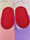 Vintage Tupperware Modular Mates Clear Containers w/Red Lids Set/2