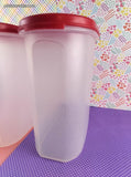 Vintage Tupperware Modular Mates Clear Containers w/Red Lids Set/2