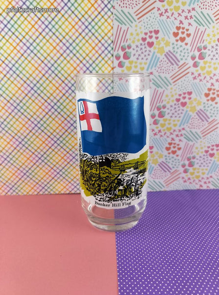 Vintage 1973 National Flag Foundation Bunker Hill Flag Coca Cola Glass Tumbler, Like New