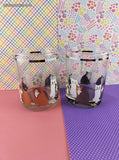 Vintage Georges Briard Low Ball Glass Silver & Gold Kitty Cat Design w/Signature Set/2 Tumblers
