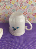 Vintage Veronica Forget Me Not Floral Arcopal French Sugar Bowl + Creamer Set, Nice & Clean
