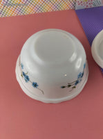 Vintage Veronica Forget Me Not Floral Arcopal French Sugar Bowl + Creamer Set, Nice & Clean
