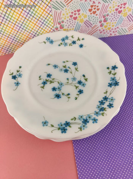 Vintage Veronica Forget Me Not Floral Arcopal French Salad Plate 7.5" Set/2, Nice & Clean