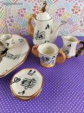 Vintage Musician Musical Instrument Miniature Toy China Tea Set, 9pc