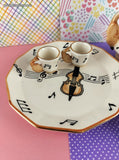 Vintage Musician Musical Instrument Miniature Toy China Tea Set, 9pc