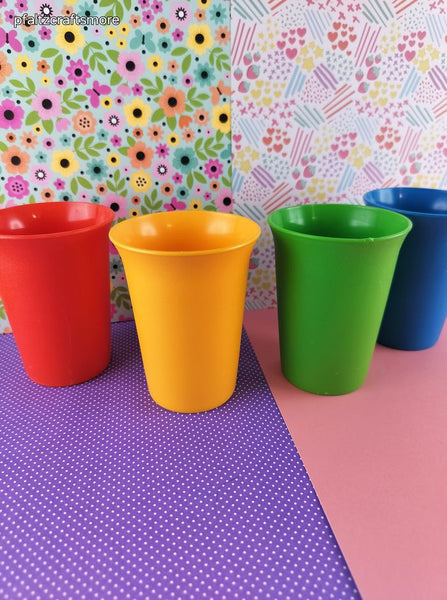Vintage Tupperware Primary Colors Sippy Cups Set/4 No Lids #109-36