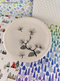 Vintage Harkerware Wintry Snowy Pine Cone Dessert/Appetizer Plates Set/4