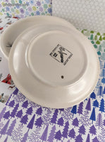 Vintage Harkerware Wintry Snowy Pine Cone Dessert/Appetizer Plates Set/4