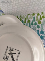Vintage Harkerware Wintry Snowy Pine Cone Dessert/Appetizer Plates Set/4
