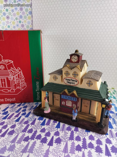 Vintage 1998 Edition Home Towne Depot JCPenney Decorative Train Station OPEN BOX