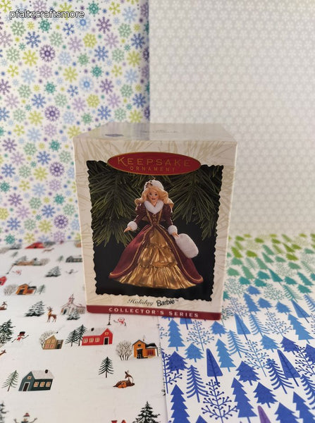 Vintage 1996 Hallmark Keepsake Ornament Holiday Barbie, OPEN BOX