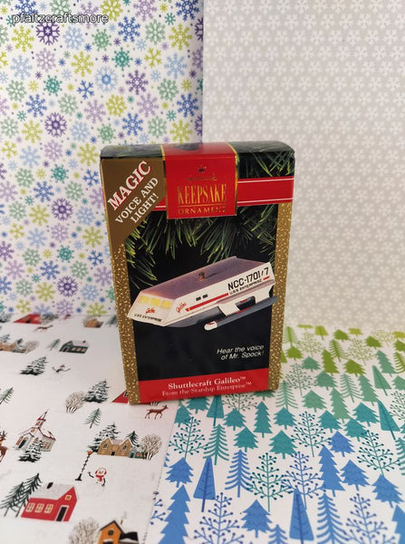 Vintage 1992 Hallmark Keepsake Lighted Ornament Star Trek Enterprise Shuttlecraft Galileo, OPEN BOX