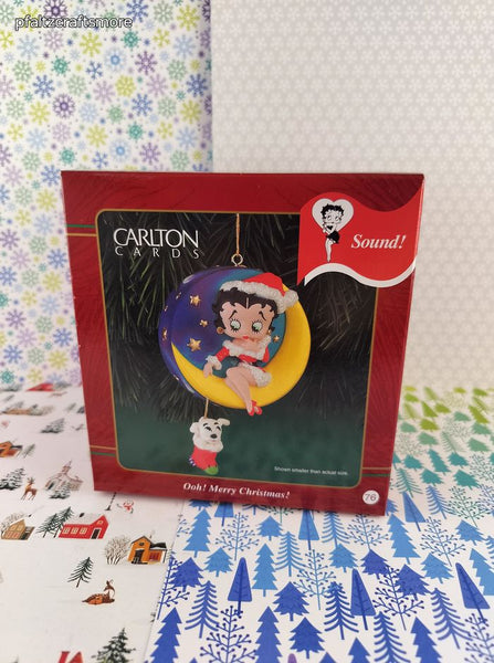 Vintage 1999 Carlton Cards Ornament w/Sound Betty Boop, OPEN BOX