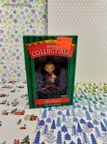 Vintage 1998 Gibson Christmas Collectibles Ornament Elfin Helper, OPEN BOX