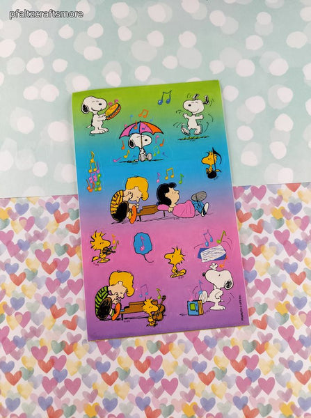 Vintage 1990's Sandylion Peanuts Snoopy Singing in the Rain Full Sticker Sheet, Clean & Unused