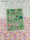 Vintage 1990's Hallmark Peanuts Snoopy St. Patrick's Day Clovers Full Sticker Sheet, Clean & Unused