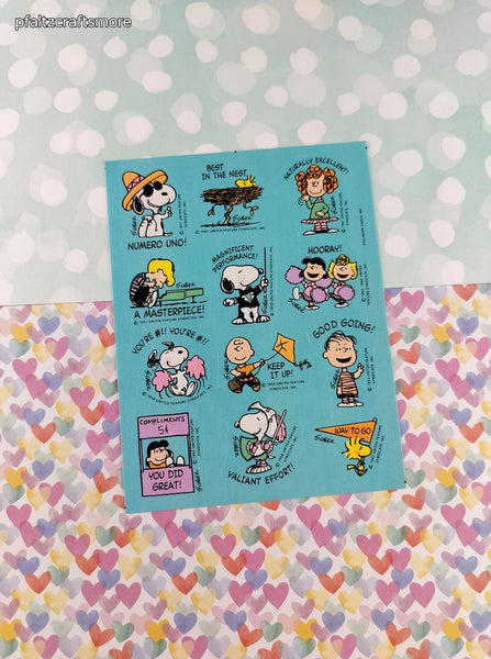 Vintage 1990's Hallmark Peanuts Snoopy Rewards Full Sticker Sheet, Clean & Unused