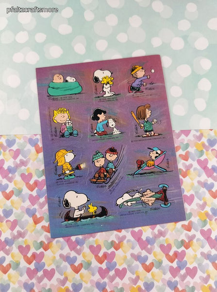 Vintage 1990's Hallmark Peanuts Snoopy Winter Fun Full Sticker Sheet, Clean & Unused