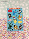 AGC American Greetings A Trip to the Zoo Animals Full Sticker Sheet, Clean & Unused