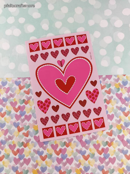 AGC American Greetings Valentines Hearts Full Sticker Sheet, Clean & Unused