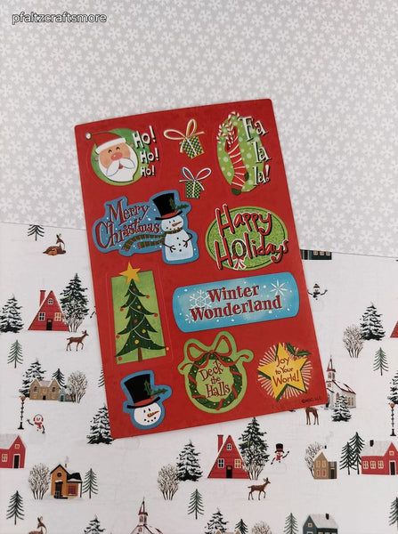 AGC American Greetings Christmas Happy Holidays Full Sticker Sheet, Clean & Unused