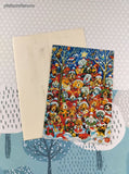 Vintage Christmas Puppies Santa Paws Bill Bell Greeting Card w/Envelope