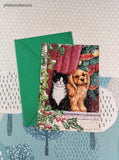 Vintage Christmas Puppy & Kitten North Shore Animal League Greeting Card w/Envelope