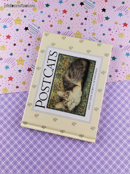 Vintage 1989 PostCats: Lesley Anne Ivory's Cat Paintings Chronicle Books Hardcover, Like New