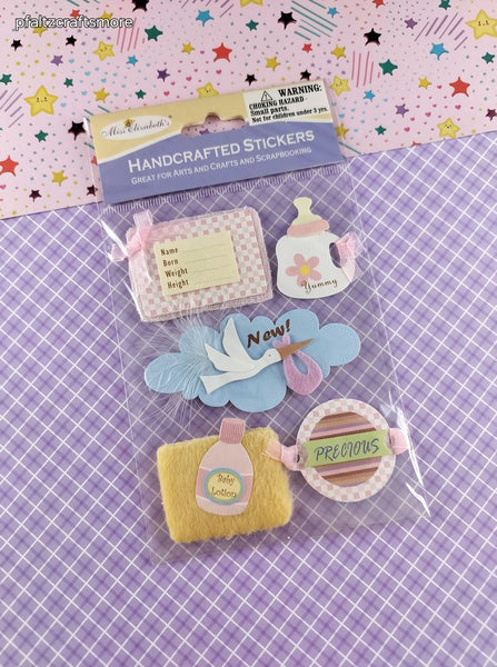 Miss Elizabeth's Baby Shower Handcrafted 3-Dimensional Sticker Pack, New/Sealed