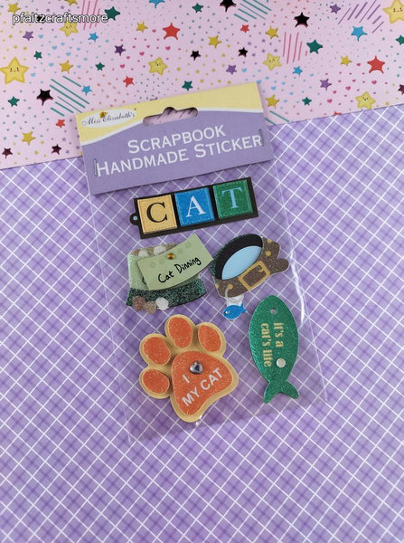 Miss Elizabeth's Cat Lover Handcrafted 3-Dimensional Sticker Pack, New/Sealed