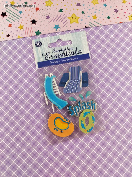 Sandylion Essentials Pool Party Summer 3-Dimensional Sticker Pack, New/Sealed