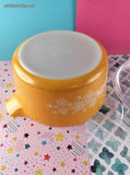 Vintage Pyrex 474-B 1.5L Round Butterfly Gold Yellow Casserole Dish w/Lid